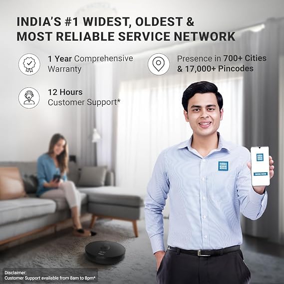 Eureka Forbes SmartClean Nuo, 5000Pa HyperSuction Robotic Vacuum Cleaner with LiDAR 3.0 Navigation & Home Mapping | Wet Mopping