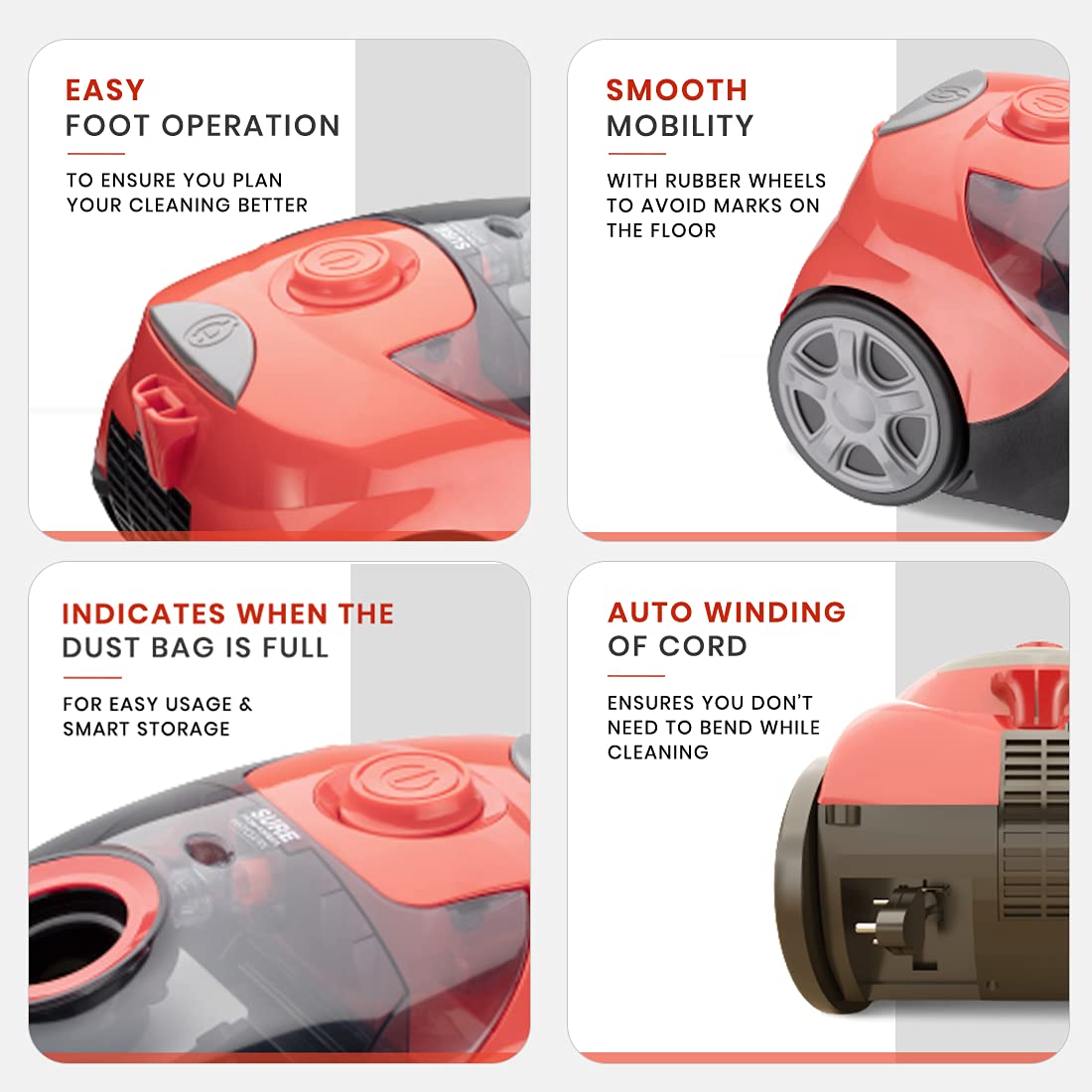 Sure from Forbes 1150 Watts Fast Clean Vacuum Cleaner