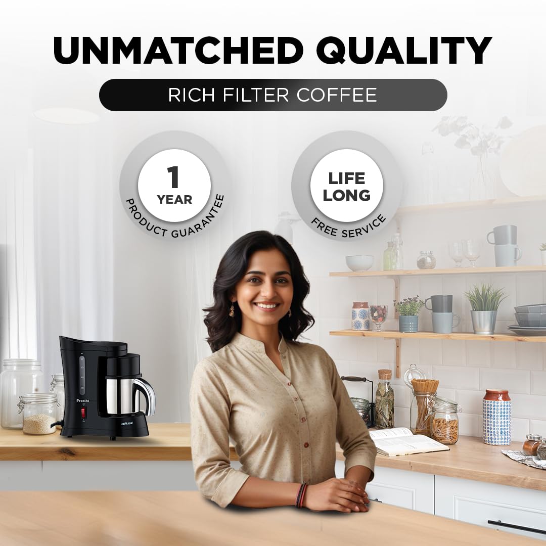 Preethi Cafe Zest Drip Coffee Maker| 450W Coffee Machine for Home | 500ml