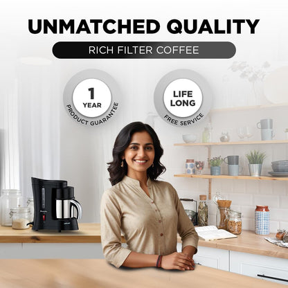 Preethi Cafe Zest Drip Coffee Maker| 450W Coffee Machine for Home | 500ml
