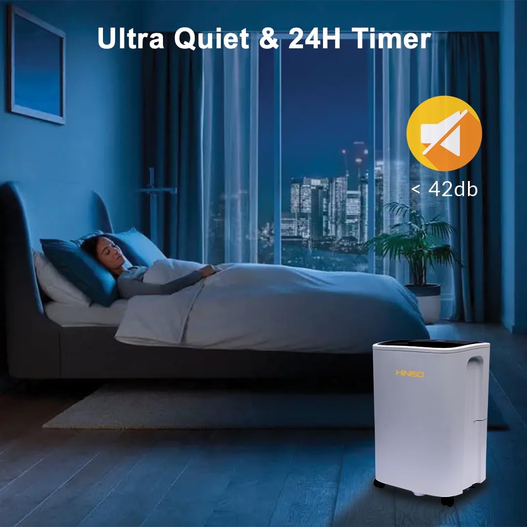 HINISO 10L Smart Compressor Dehumidifier with HEPA 13 Air Purifier Filter Combo for Up to 2000 Sq.ft | WiFi App Control