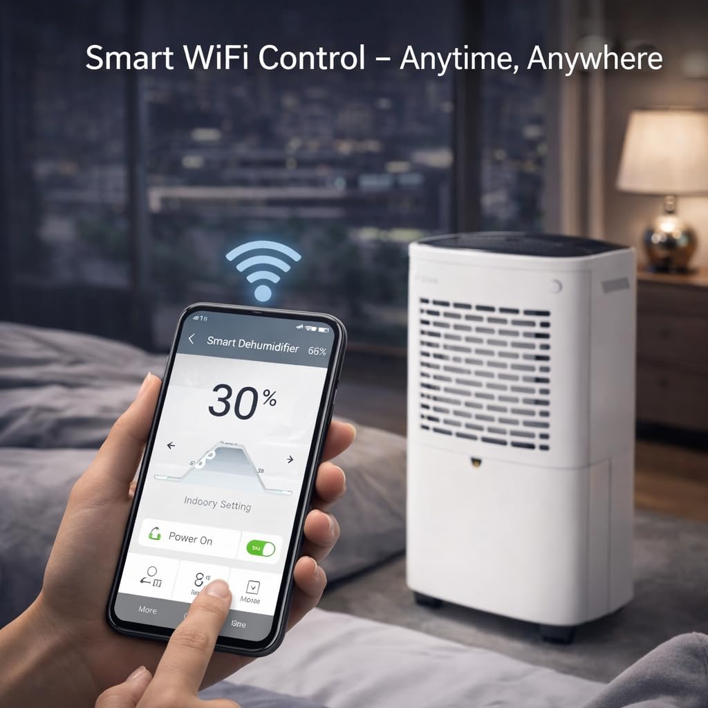 HINISO 10L Smart Compressor Dehumidifier with HEPA 13 Air Purifier Filter Combo for Up to 2000 Sq.ft | WiFi App Control