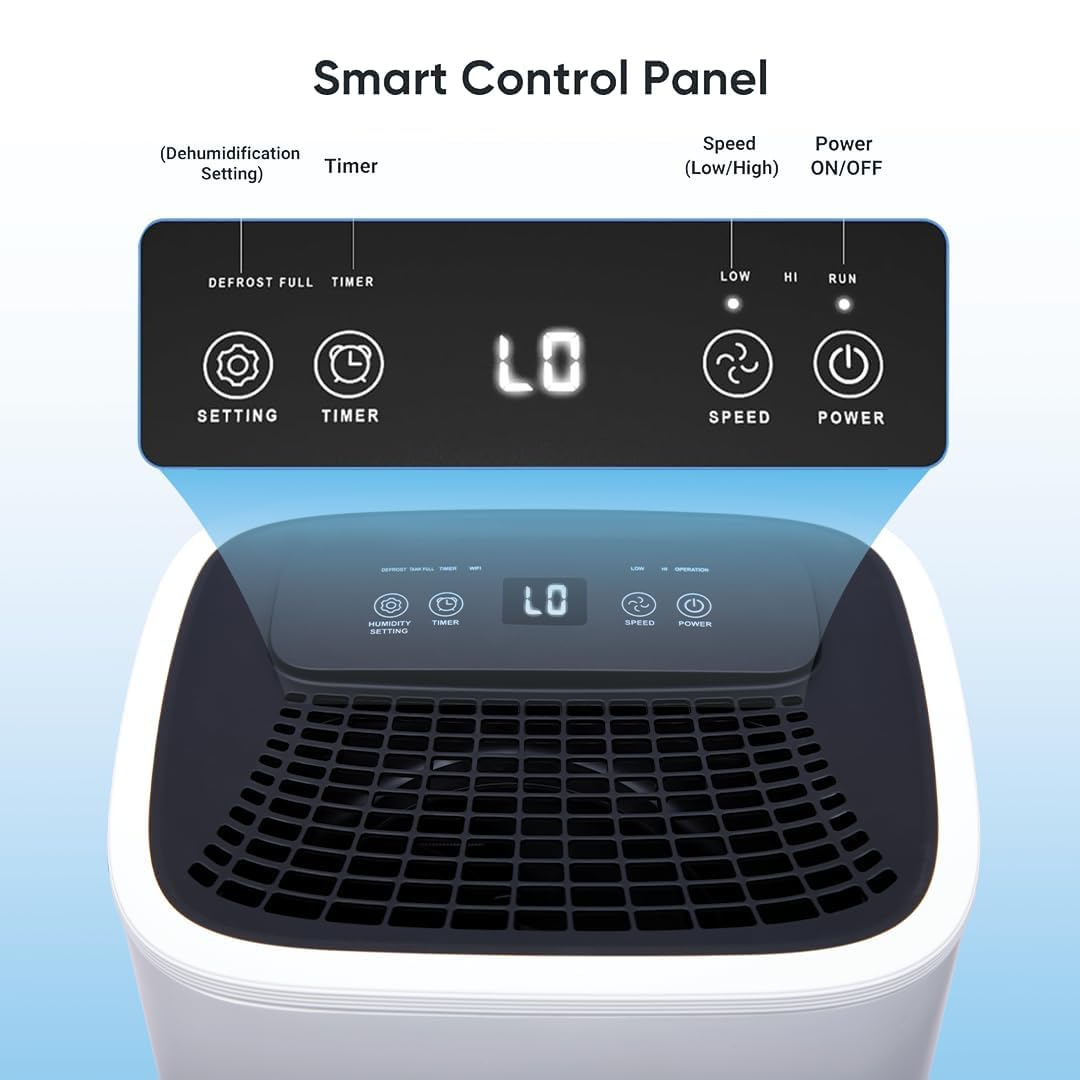 HINISO 10L Smart Compressor Dehumidifier with HEPA 13 Air Purifier Filter Combo for Up to 2000 Sq.ft | WiFi App Control