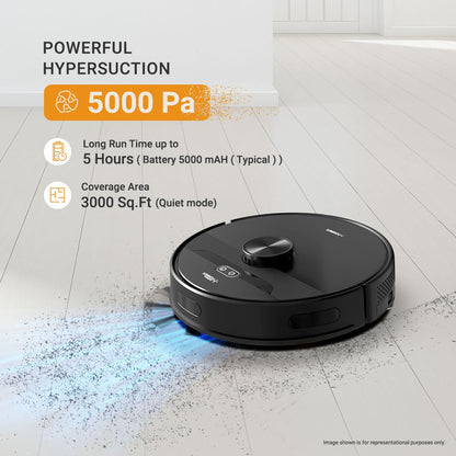 Eureka Forbes SmartClean Nuo, 5000Pa HyperSuction Robotic Vacuum Cleaner with LiDAR 3.0 Navigation & Home Mapping | Wet Mopping