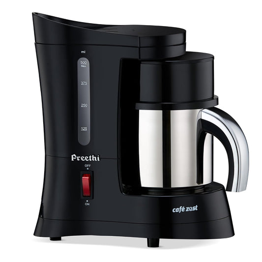 Preethi Cafe Zest Drip Coffee Maker| 450W Coffee Machine for Home | 500ml