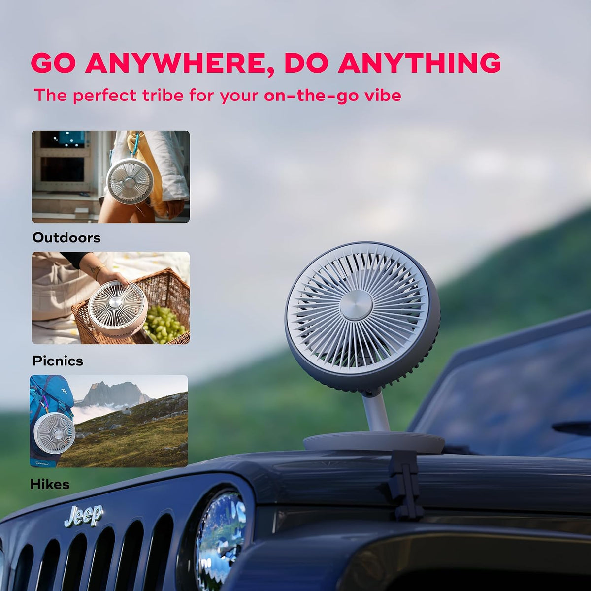 NUUK Folde Personal Rechargeable Fan For Travel|Folds 180° & Fits In Any Bag